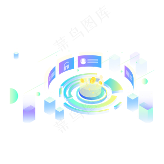 2.5D互联网贸易技术场景,免抠元素