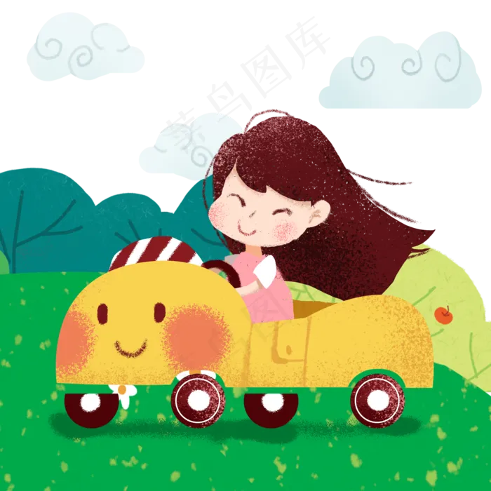 儿童节骑玩具车的女孩,免抠元素