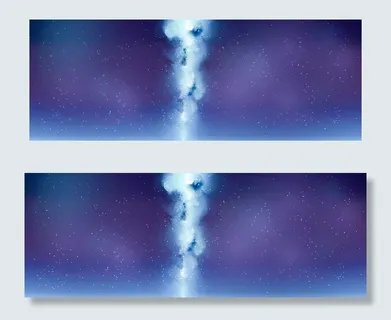 唯美蓝色系手绘风银河夜空