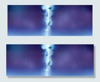 唯美蓝色系手绘风银河夜空