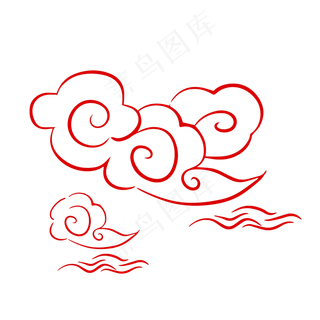免扣红色云朵装饰素材,免抠元素