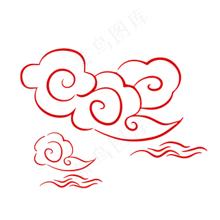 免扣红色云朵装饰素材,免抠元素