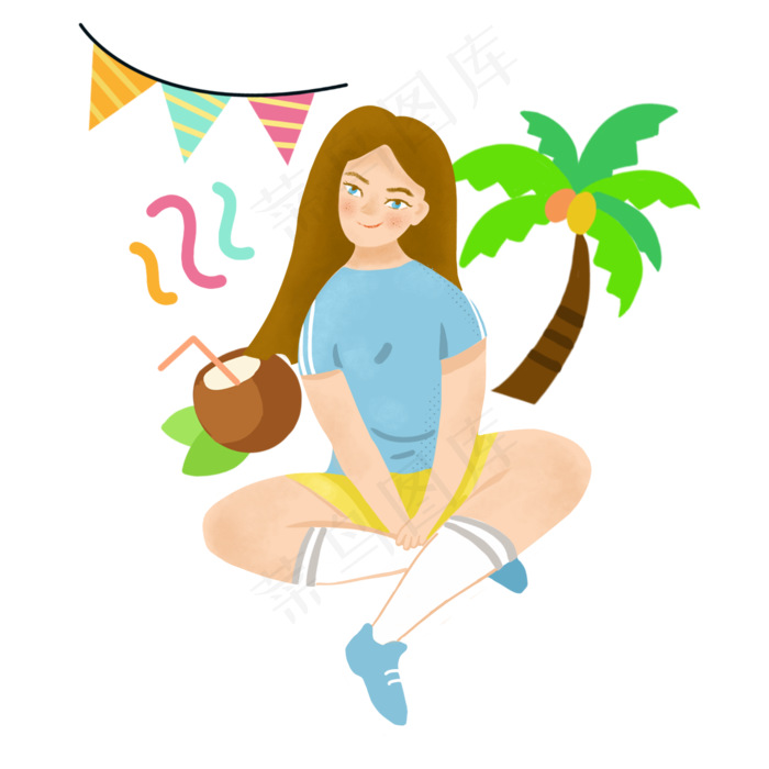 立夏椰子汁和女孩