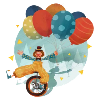 愚人节骑独轮车小丑,免抠元素