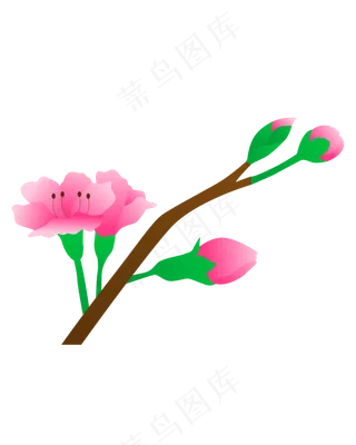 矢量免扣卡通粉色桃花
