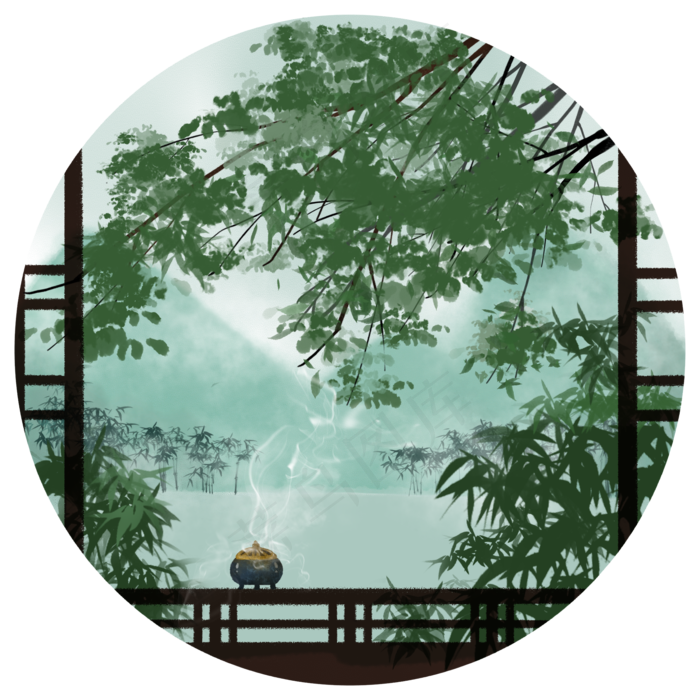 立春节气青绿水墨中国风免扣素材