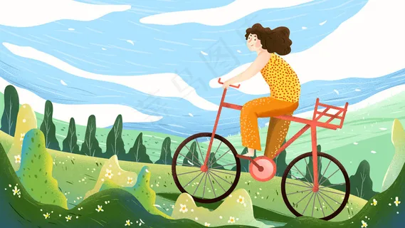 小清新春天五一出游骑单车