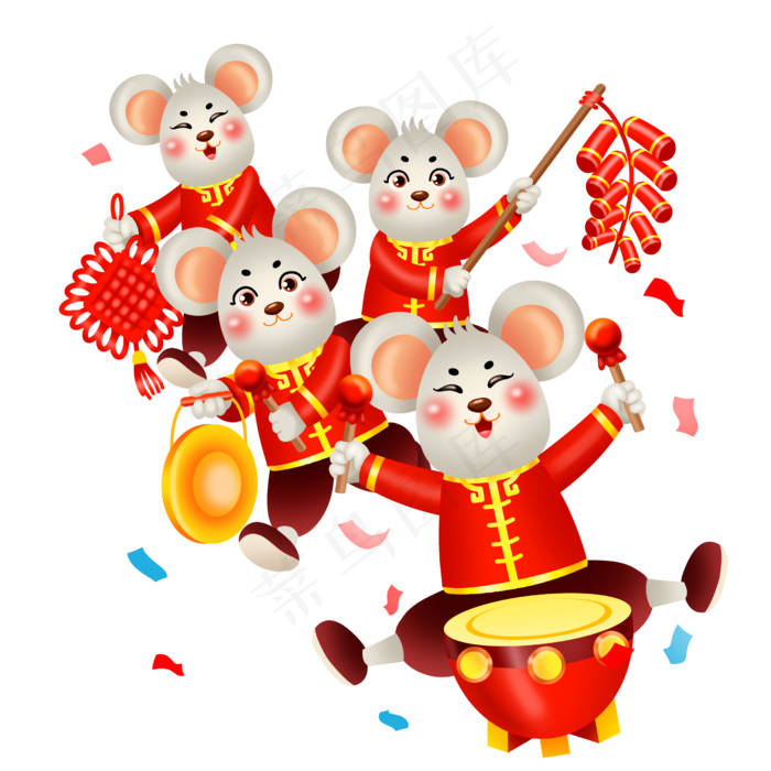 2020鼠年迎新春,免抠元素(2500X2500(DPI:300))psd模版下载