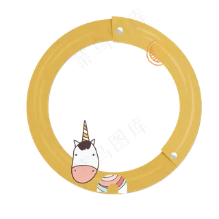 矢量卡通扁平化木纹天马圆形边框