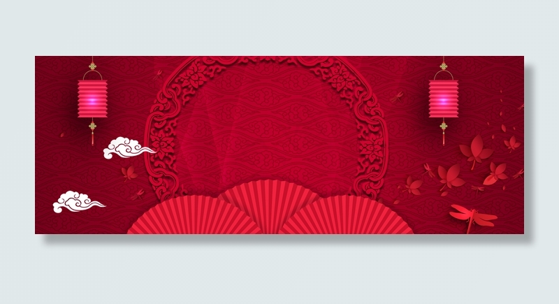 红色喜庆浮雕吉祥图案谢师宴banner(1920*700px 	       )psd模版下载