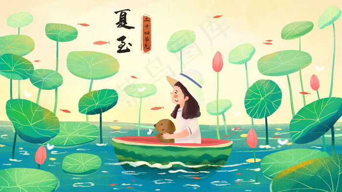 二十四节气之夏至节气主题人物风景(2880*1620px 300 dpi )