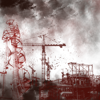 地震打雷闪电乌云建筑倒塌效果素,免抠元素