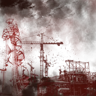 地震打雷闪电乌云建筑倒塌效果素,免抠元素