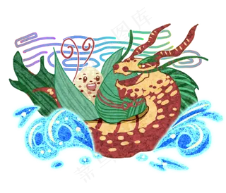 端午节可爱粽子和龙舟