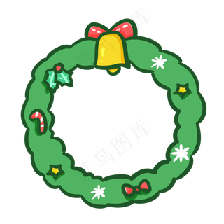 圣诞节平安夜可爱手绘花圈花环装,免抠元素