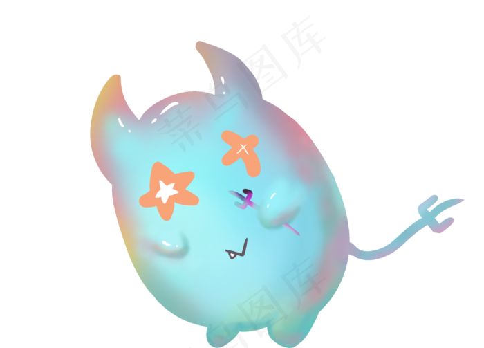 愚人节蓝色的动物插画,免抠元素