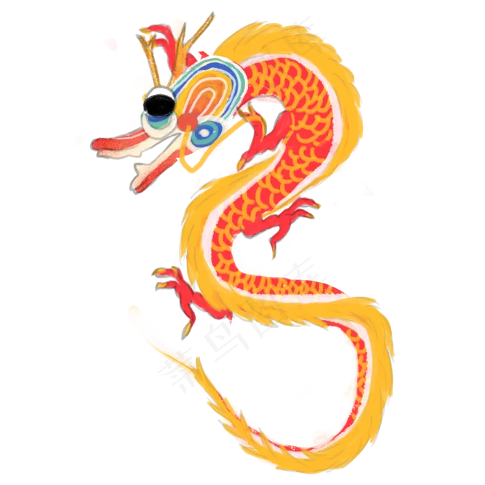 龙神兽吉祥过年喜庆PNG红金龙舞龙,免抠元素(3000X3000(DPI:300))psd模版下载
