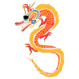 龙神兽吉祥过年喜庆PNG红金龙舞龙,免抠元素