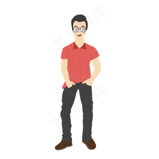 卡通戴眼镜的男人矢量素材,免抠元素