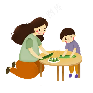 端午节母子包粽子素材