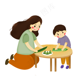 端午节母子包粽子素材