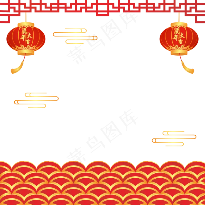 喜庆春节边框,免抠元素(5907*5906px 300 dpi )ai矢量模版下载