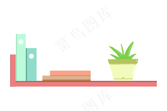 红色的书架装饰插画