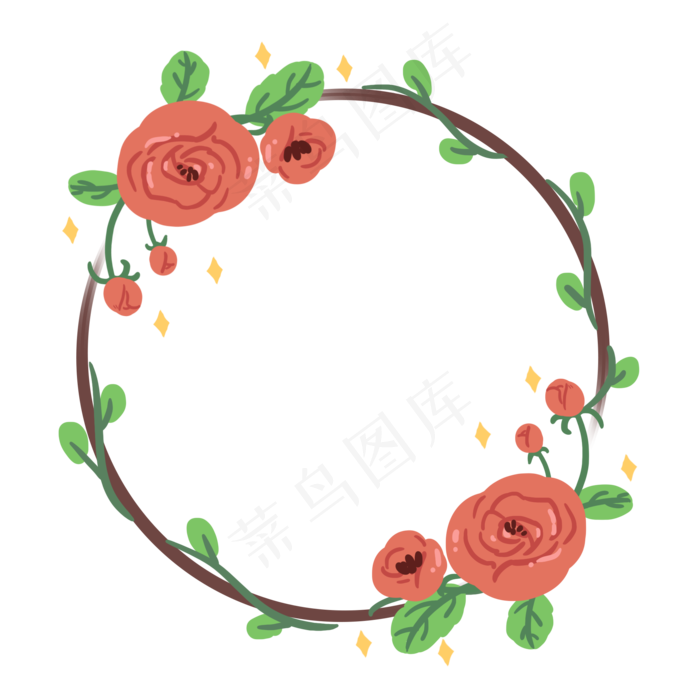 玫瑰花朵花环(2000X2000(DPI:300))psd模版下载