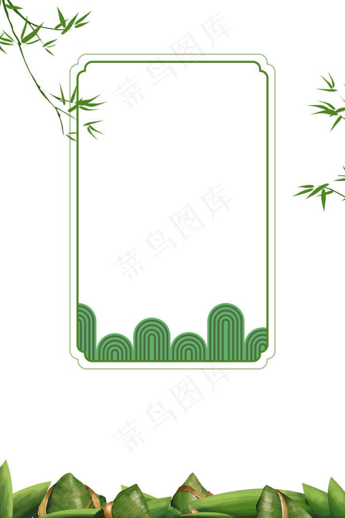绿色中式植物边框