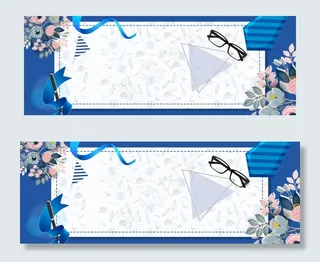 电商父亲节蓝色花卉促销banner