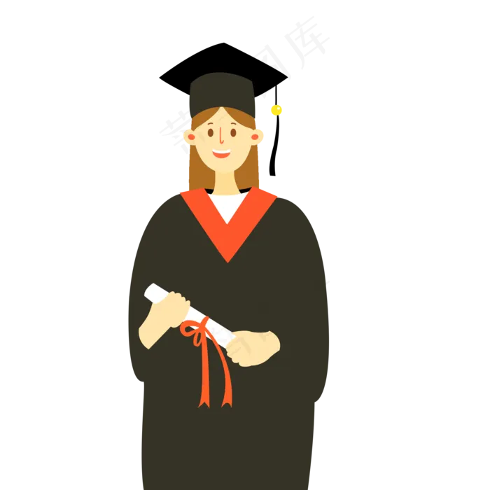 毕业季女孩身穿学士服(2000X2000(DPI:300))psd模版下载