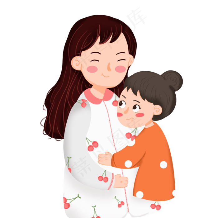 唯美母亲节母女插画