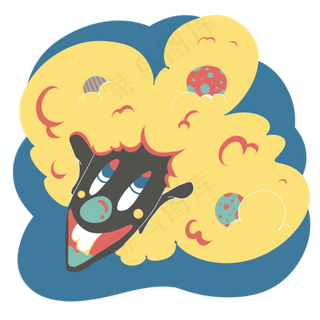 愚人节爆炸头小丑球球搞笑免抠元