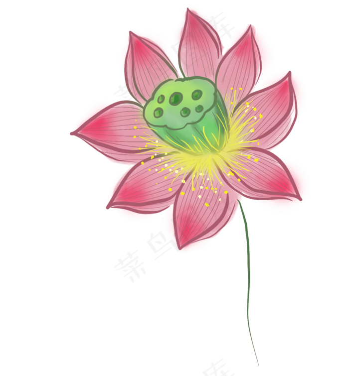 夏季古风粉色荷花(2000X2158(DPI:299))psd模版下载