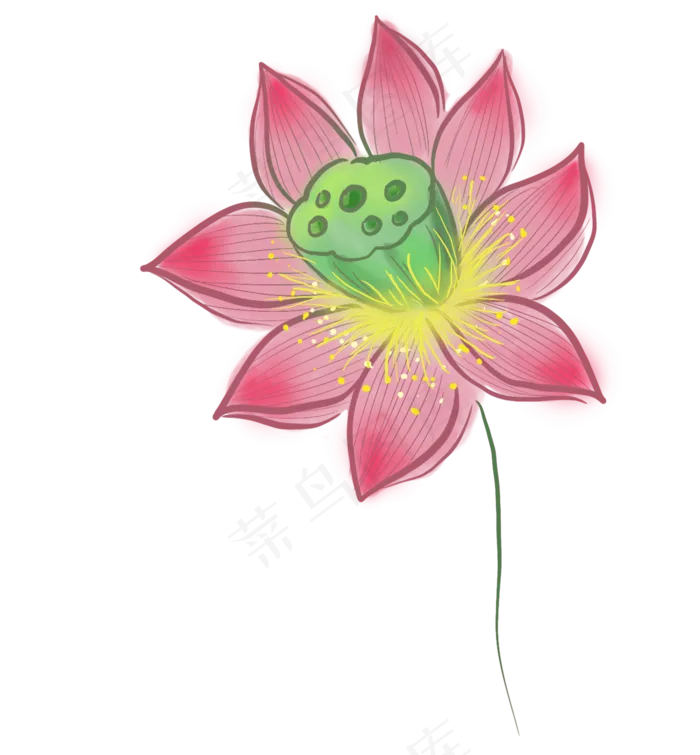 夏季古风粉色荷花(2000X2158(DPI:299))psd模版下载