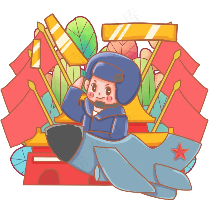 坐着飞机敬礼的空军(2000X2000(DPI:300))psd模版下载
