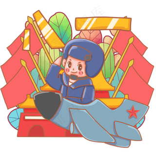 坐着飞机敬礼的空军