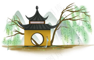 中国风踏春的古代少女,免抠元素