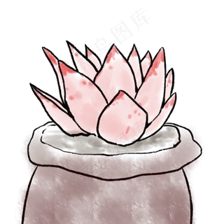 春天手绘线条粉色多肉