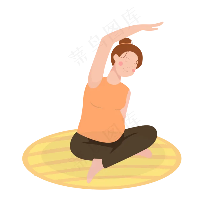 水彩手绘孕妇练瑜伽(2000X2000(DPI:300))ai矢量模版下载
