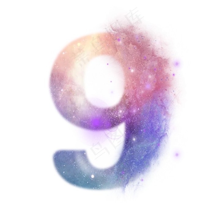 创意星空蓝色红色数字9,免抠元素艺术字(3000X3000(DPI:300))psd模版下载