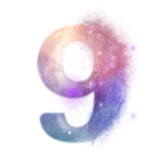 创意星空蓝色红色数字9,免抠元素艺术字