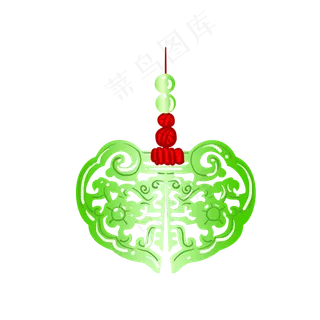 卡通绿色锁形玉佩,免抠元素