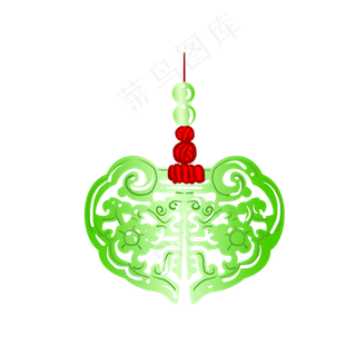 卡通绿色锁形玉佩,免抠元素