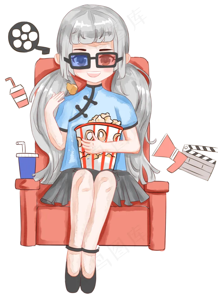 名国风少女日常之看电影(1772X2498(DPI:300))psd模版下载