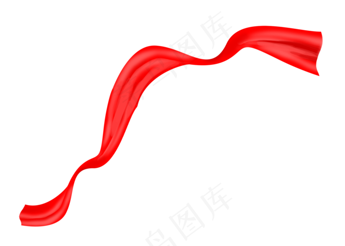 手绘飘逸的红绸子插画,免抠元素