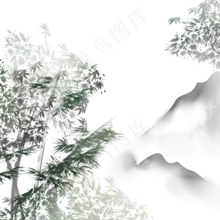 水墨山水古风竹子绿色