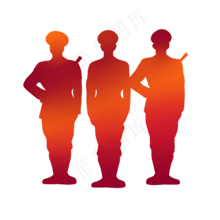 军人站姿剪影,免抠元素