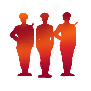 军人站姿剪影,免抠元素