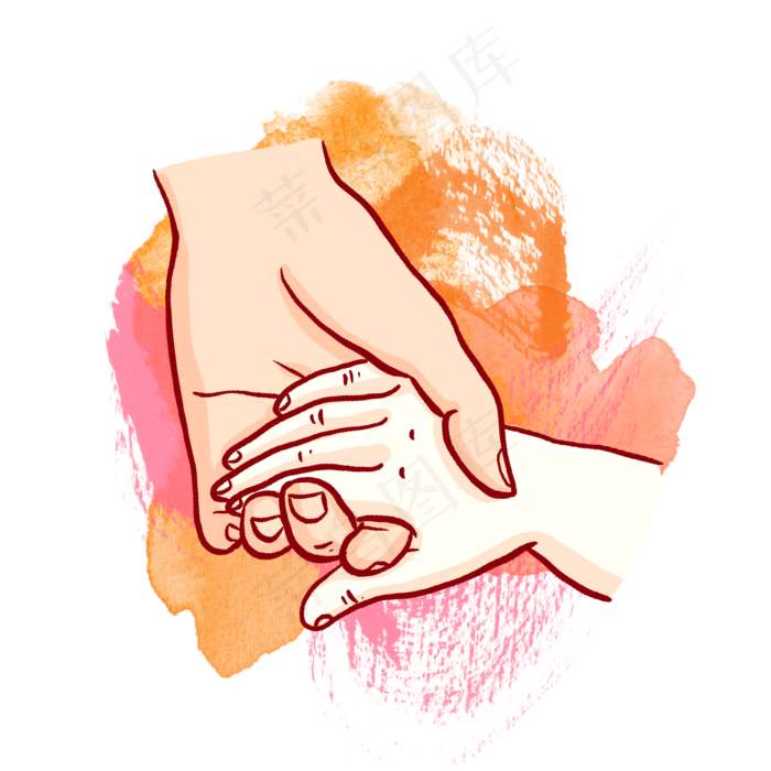 母亲节母亲和孩子手牵手PNG免